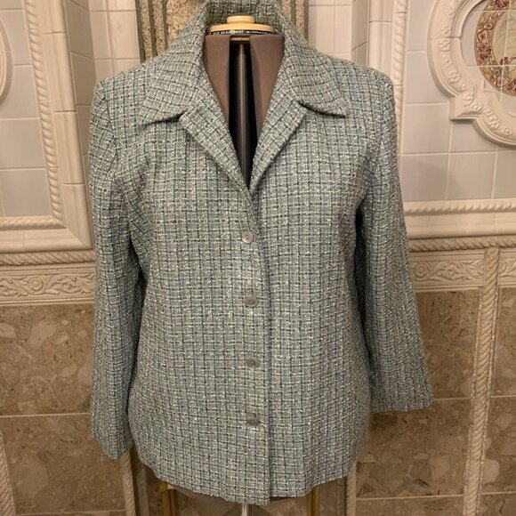 Alfred Dunner. Sz 18. Nubby Textured Long Sleeve Lined Jacket. Button Up. DB. - Picture 1 of 5